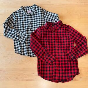 Boys Cat & Jack Buffalo Check Flannel Button Down Shirts size 6-7 years